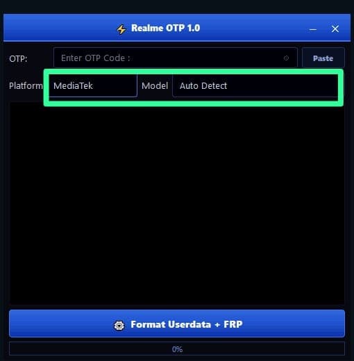 Model is MTK no need to select model. Only select MTK - Auto Detect